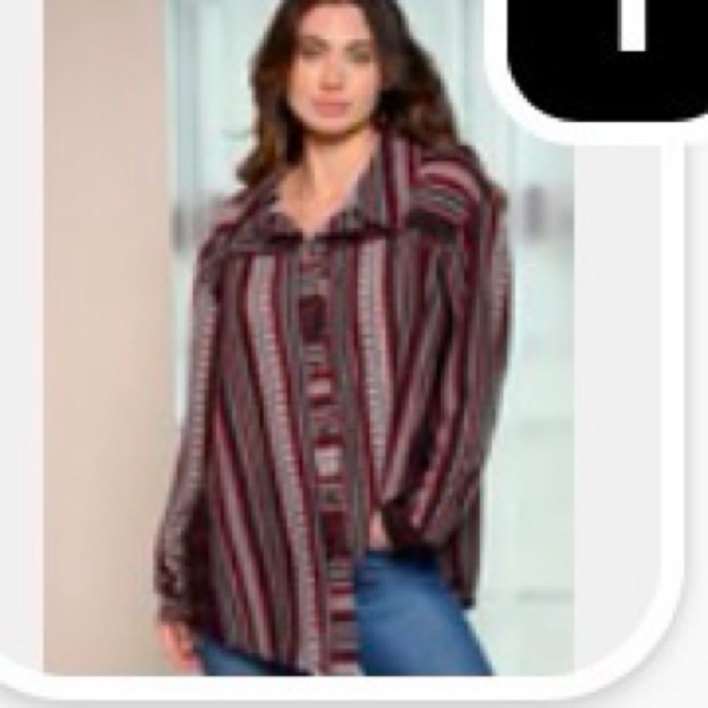 Striped Button Down Women's Top